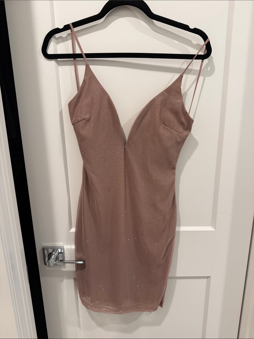 Windsor Dusty Rose Spaghetti Strap V-Neck Mini Dress